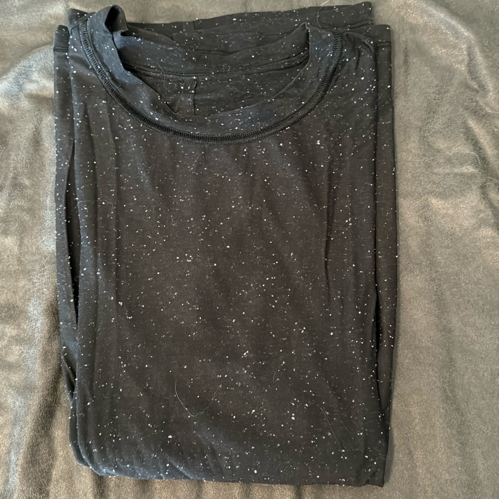 All yours cotton Tee - lululemon size 10. Black + white speckle.